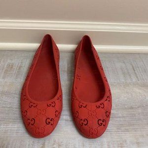 Red Gucci Rubber Flats